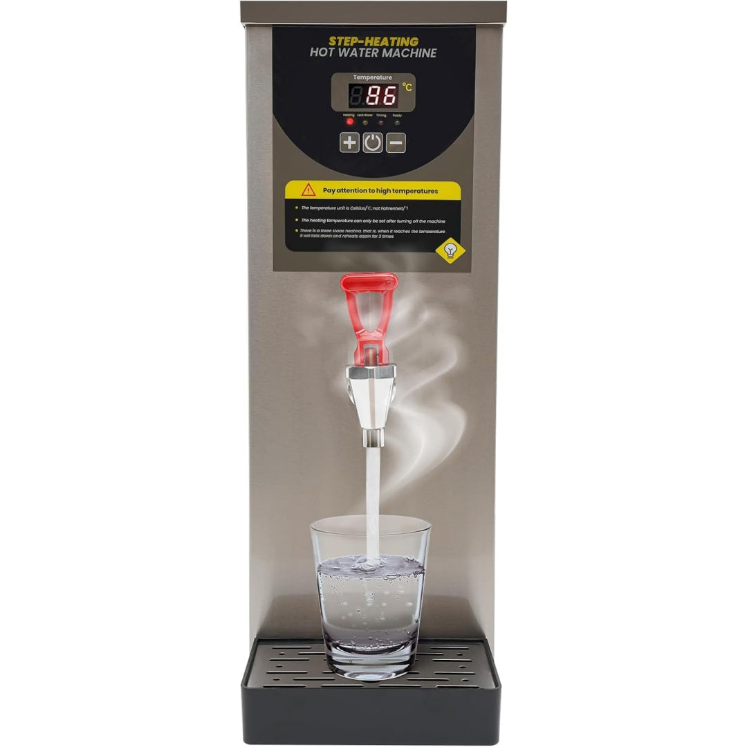 Acqua da versare dal recipiente di mantenimento con display di lettura e con corpo in acciaio inox
