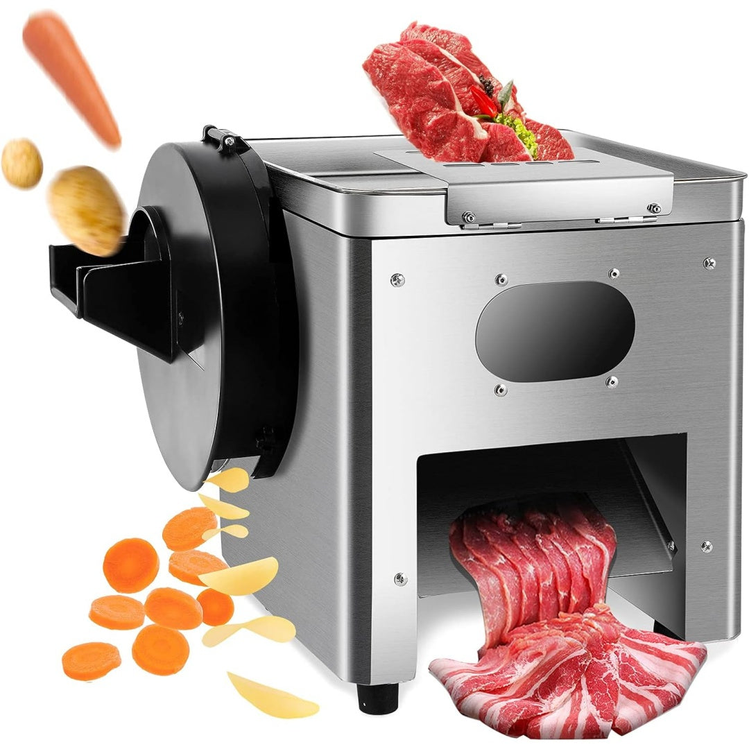 Alimenti porzionati davanti a una lama circolare con lama dichiarata di 21 mm e con corpo in acciaio inox